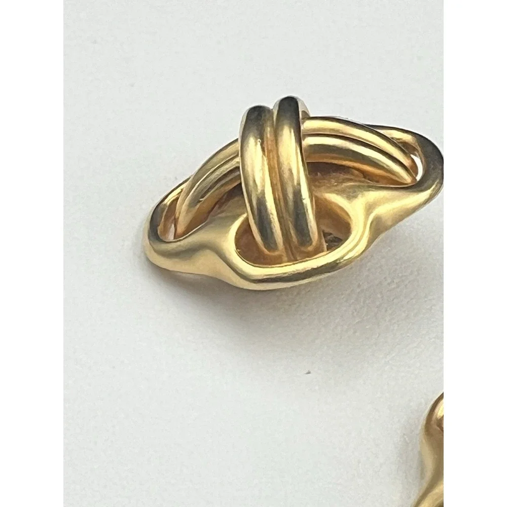 Erwin Pearl Vintage Gold Tone Knot Clip On Earrings Designer 90s Mob Wife‎